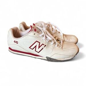 Vintage New Balance 442 White and Red Flat Sneakers